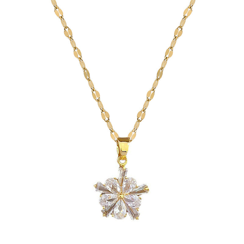 Luxury Sweet Geometric Titanium Steel Necklace and Earrings Set