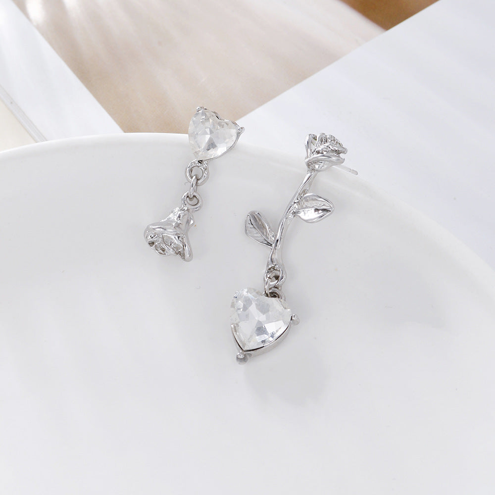 Vintage Geometric Floral Rhinestone Inlay Plated Alloy Earrings for Women