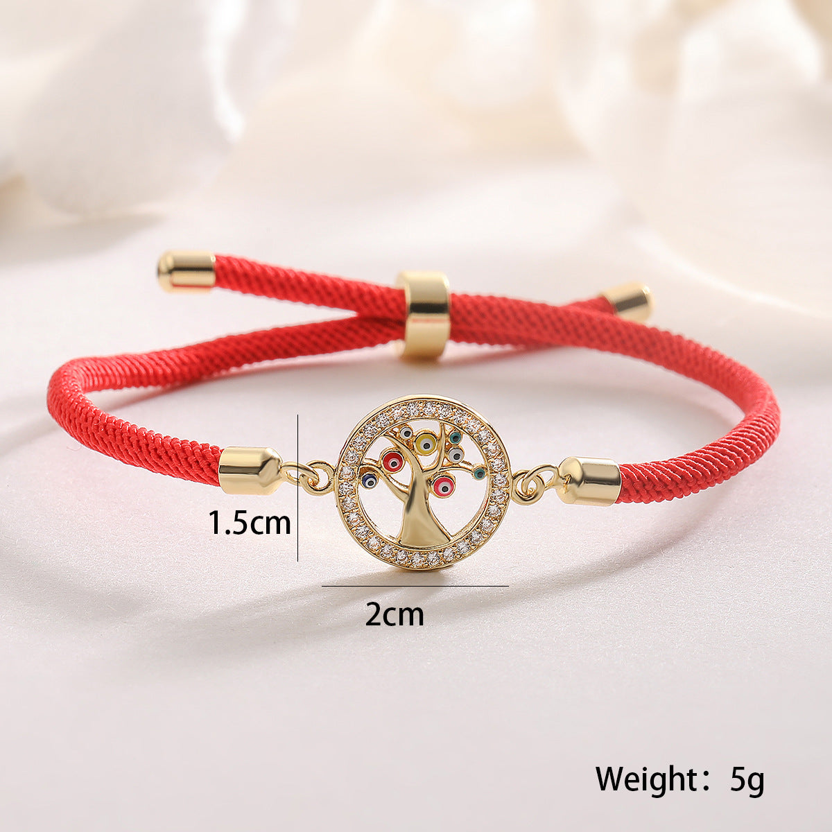 Minimalist 18K Gold Plated Brass Geometric Tree of Life Cubic Zirconia Bracelet for Women