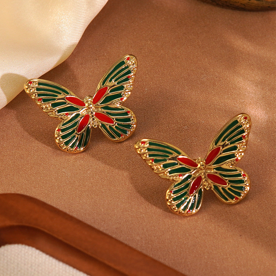 Sweet Drip Oil Stainless Steel Butterfly Earrings Glow in the Dark