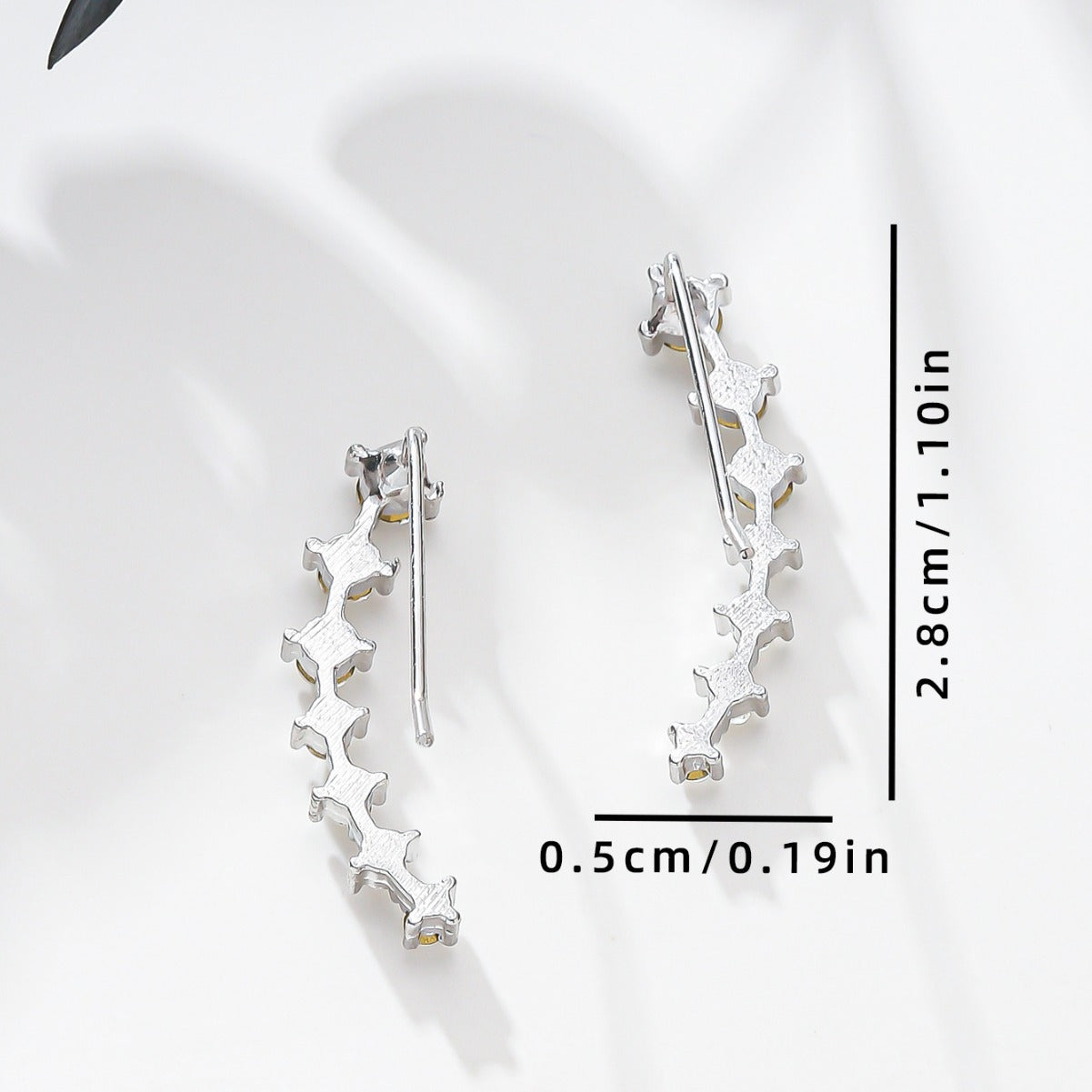 Minimalist Geometric Shaped Zirconia Stud Earrings in Copper with Full Rhinestone Inlay Lightweight Luxury Ear Clips
