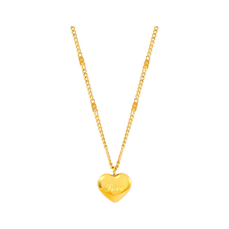 Collana Minimalista con Ciondolo a Cuore per Donna in Acciaio al Titanio con Finitura Placcata