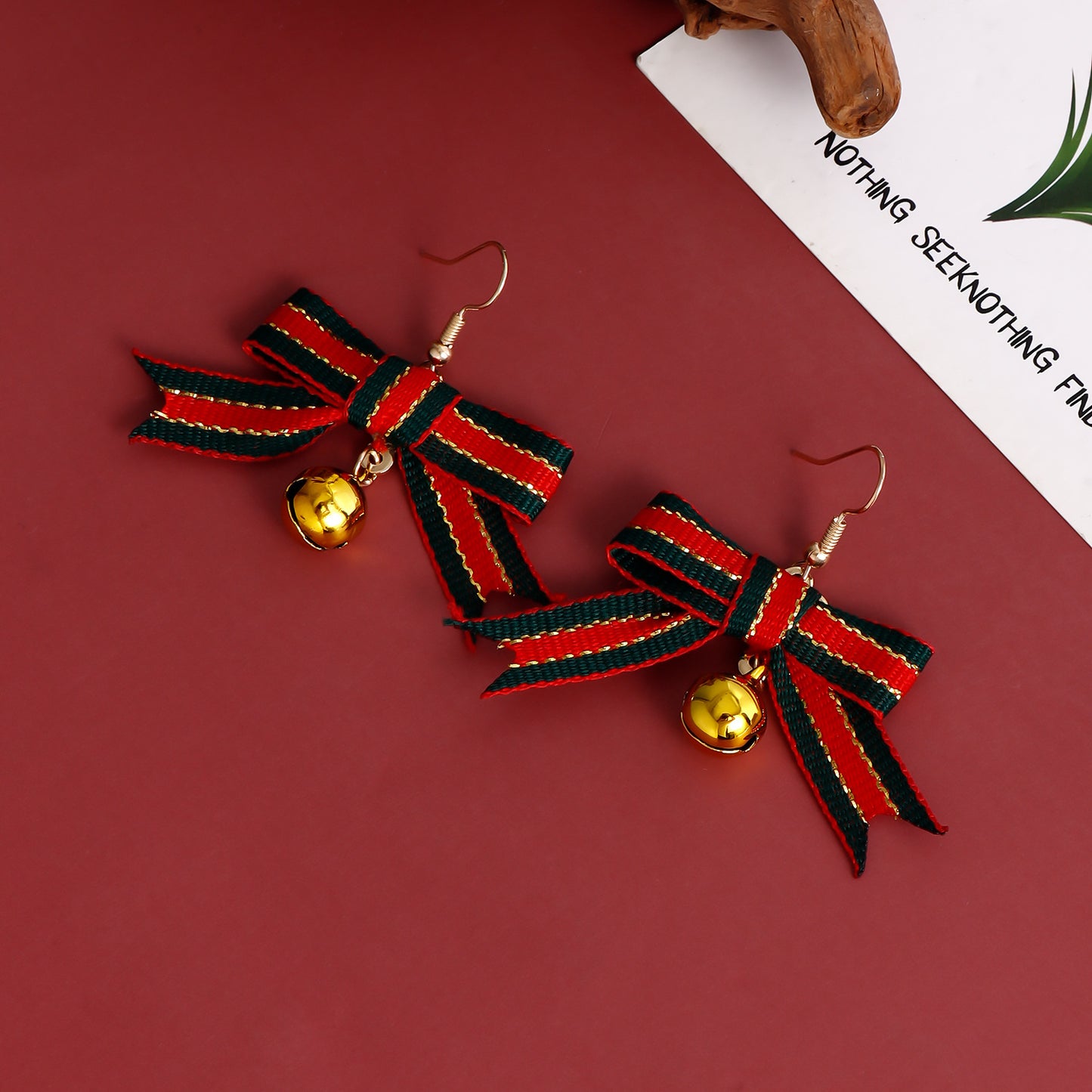 Geometric Christmas Earrings with Metallic Plated Finish for Holiday Festive Wear
