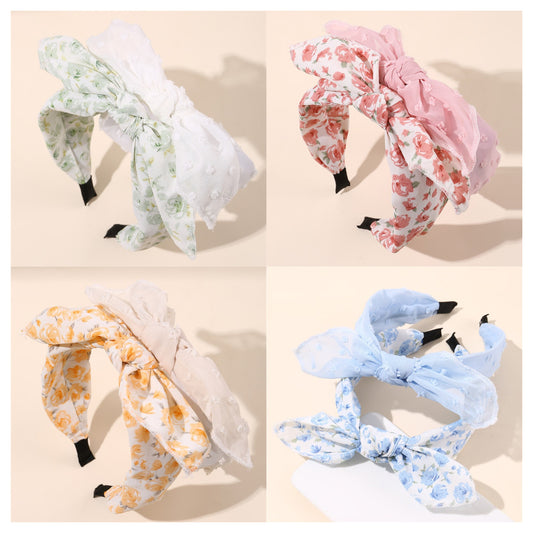 Diadema de lazo floral Sweet Autumn Winter para niñas con construcción de tela y forma geométrica