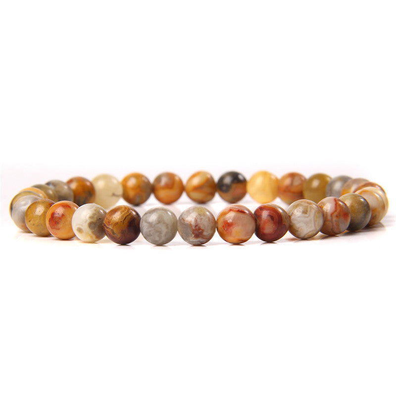 Elegant Casual Geometric Natural Agate Beaded Bracelet Unisex 6mm