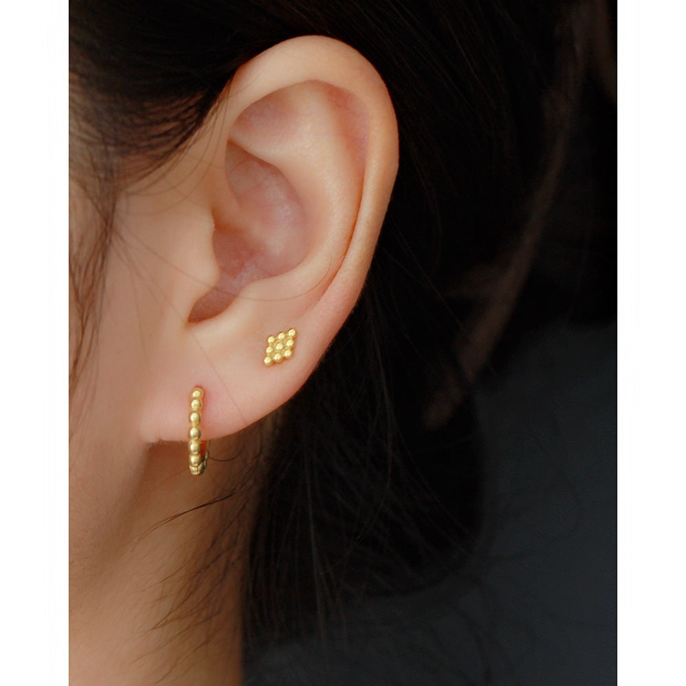 Orecchini a perno con pois geometrici in argento sterling 925, placcati, minimalisti e graziosi