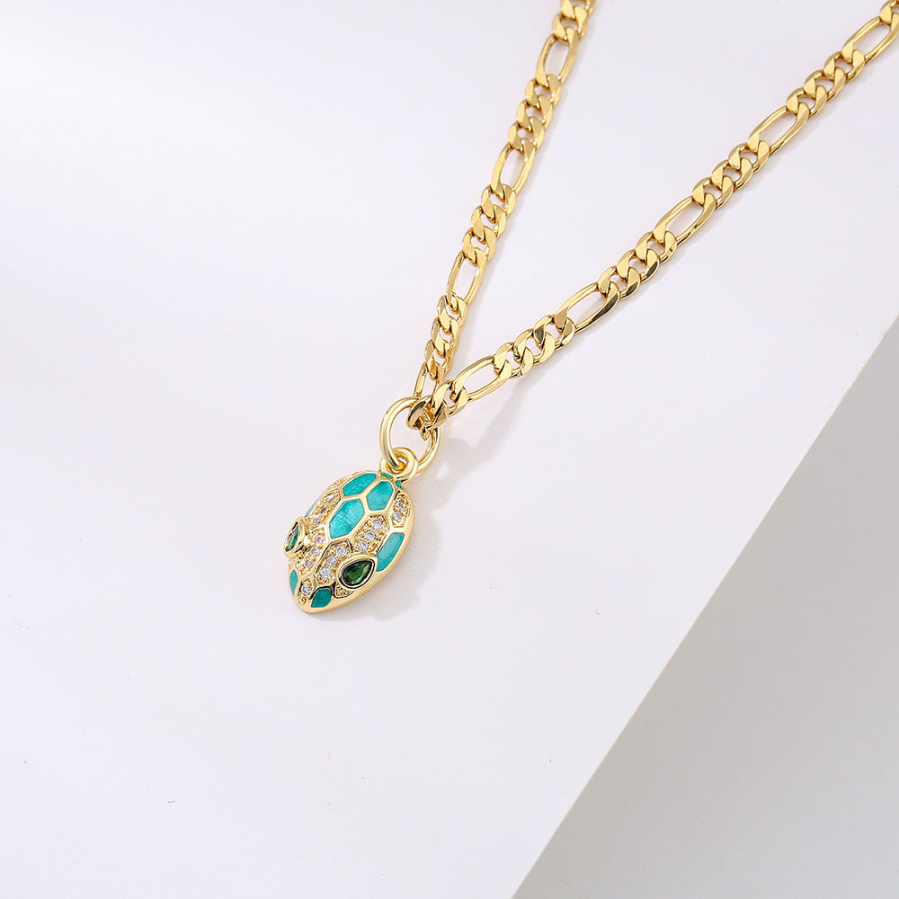 Minimalist Geometric Snake Head Pendant Necklace for Women in Copper with Hip-Hop and Indie Style