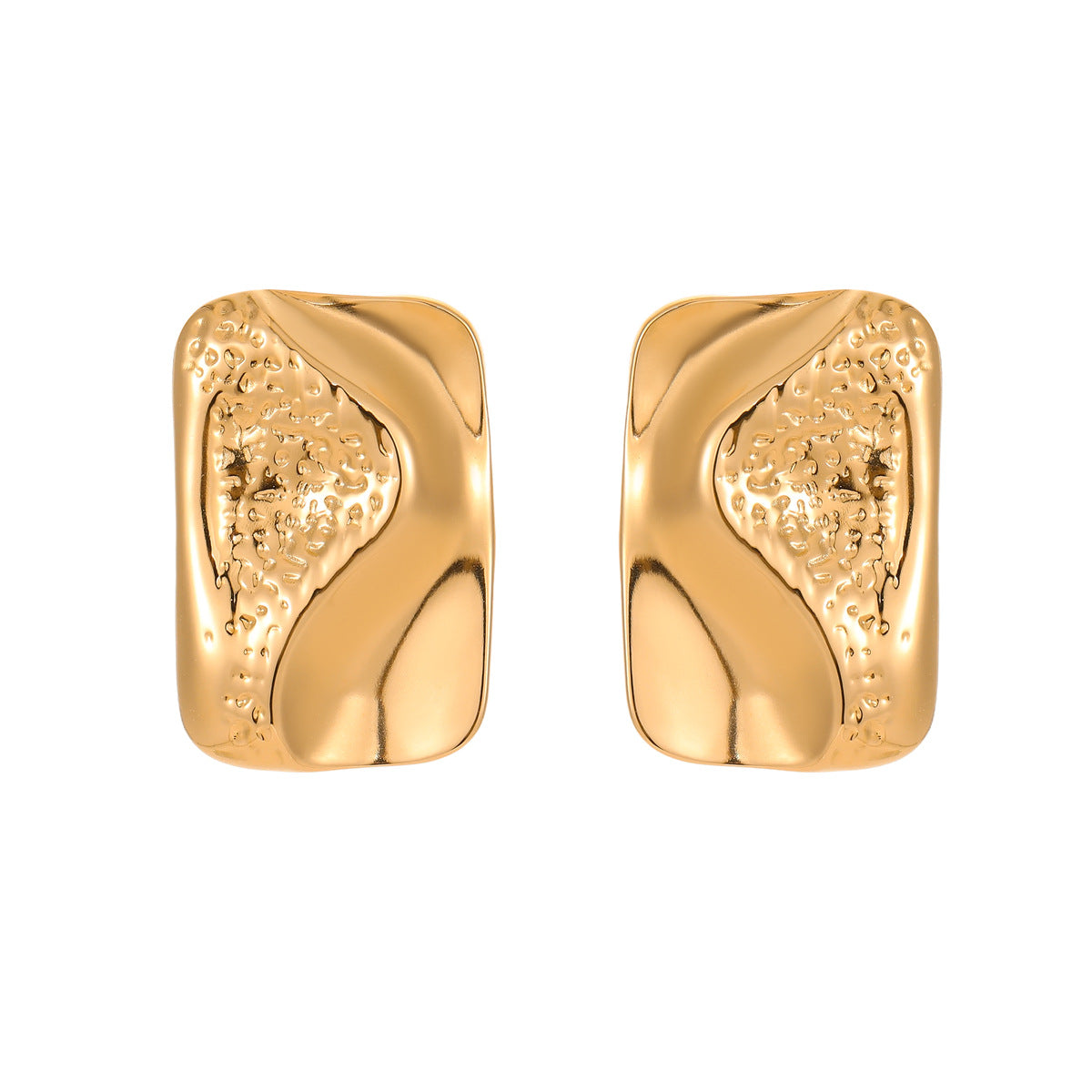 Pendientes cuadrados geométricos de acero inoxidable de estilo vintage francés para mujer con baño de oro de 18 quilates
