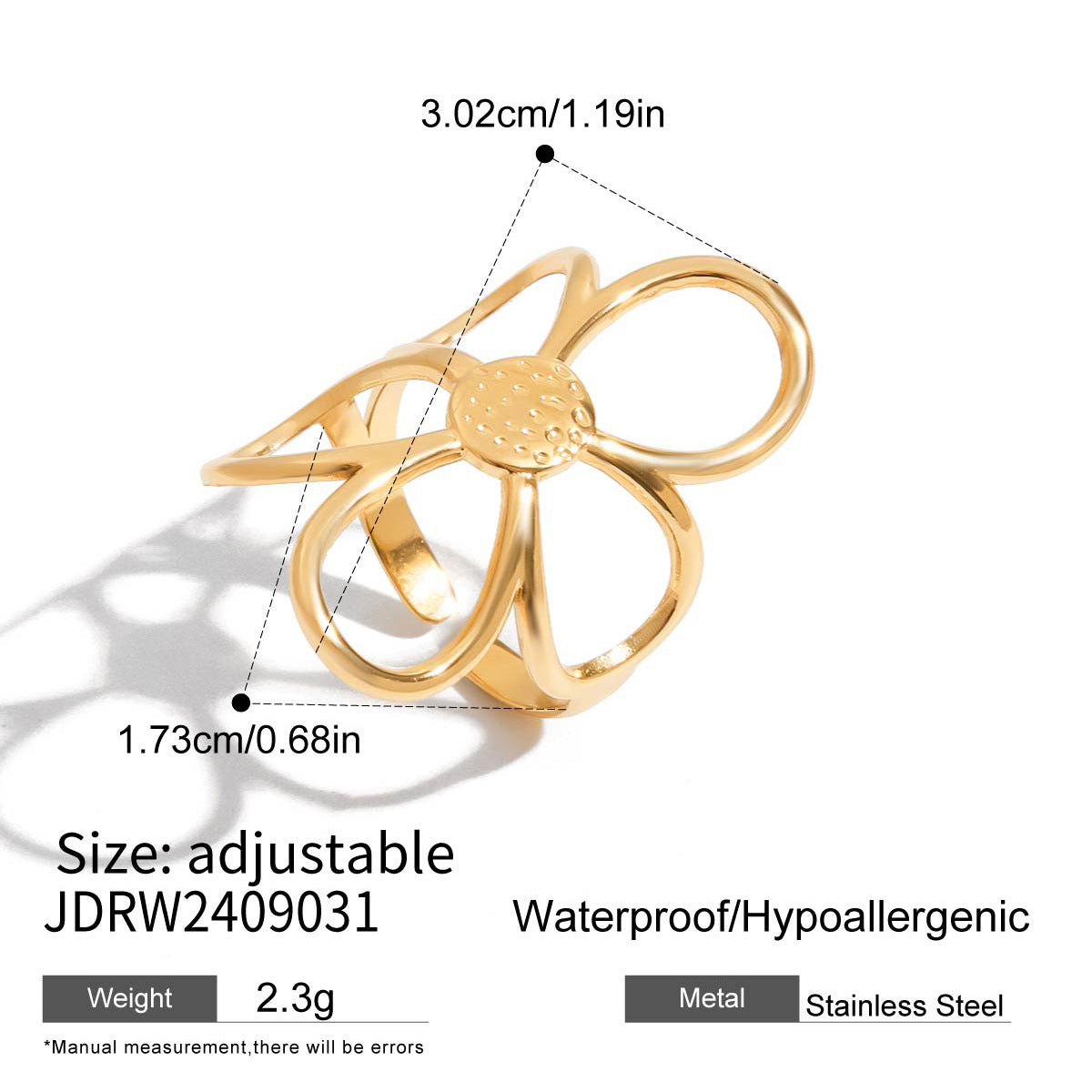 Elegant Geometric Floral Titanium Steel Ring with Pearl Inlay Plated Finish for Women