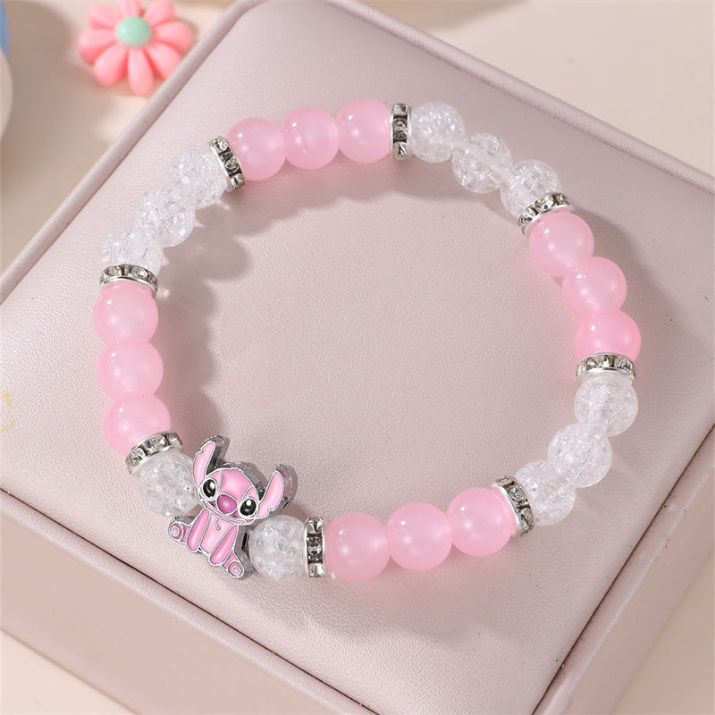 Pulsera de estrella hecha a mano para niñas con cuentas de resina plástica y acentos de cristal transparente