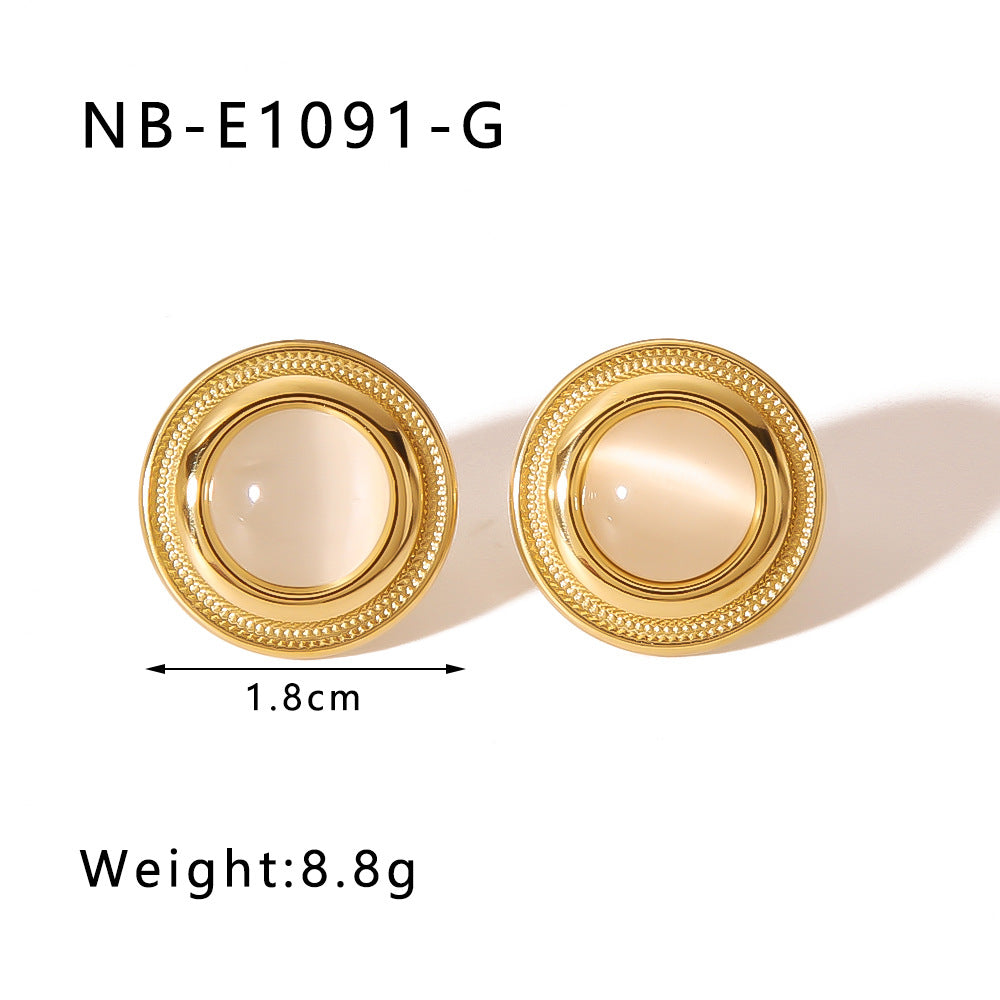 Minimalist Heart-Shaped Geometric Stainless Steel Earrings with 18K Gold Plating for Women
