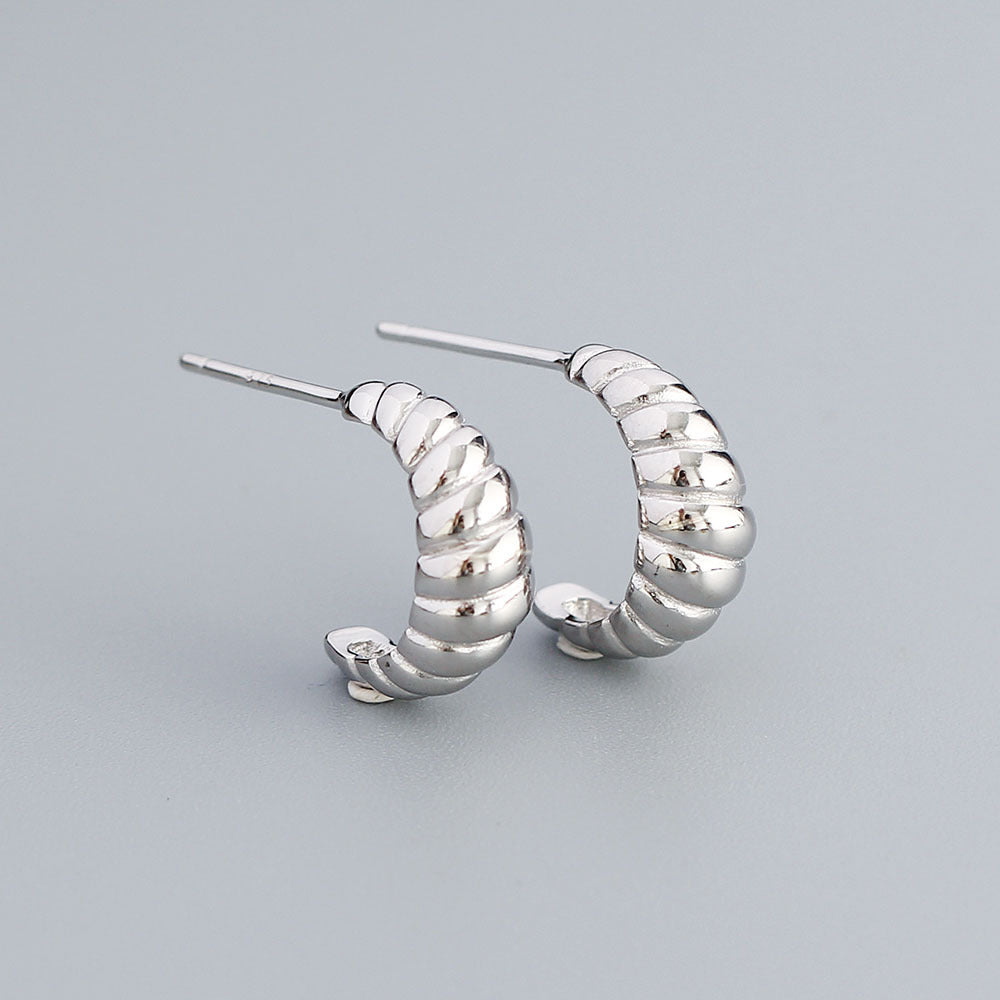 Geometric S925 Sterling Silver Stud Earrings for Women with Plated Finish — Minimalist Fashion-Forward Ear Jewelry