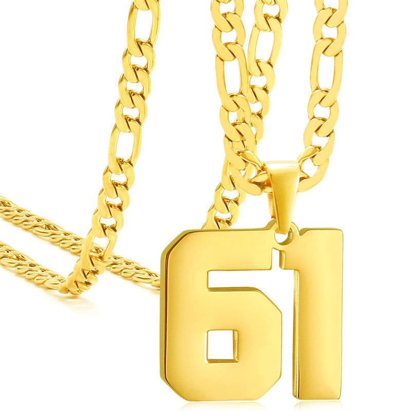 Minimalist Numeric Pendant Necklace for Men and Women Stainless Steel Chain with Polished Titanium Steel Charm