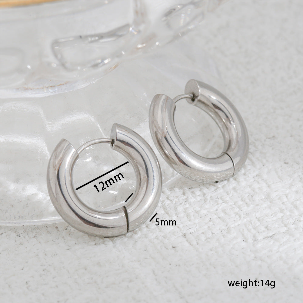 Pendientes de aro minimalistas en forma de U de acero inoxidable con baño para hombres y mujeres