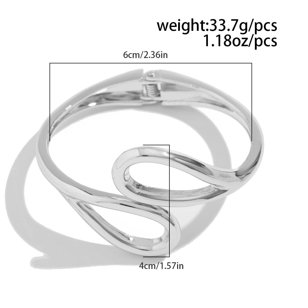 Pulsera Minimalista Asimétrica de Aleación Pulida con Doble Anillo y Cierre de Resorte para Mujer