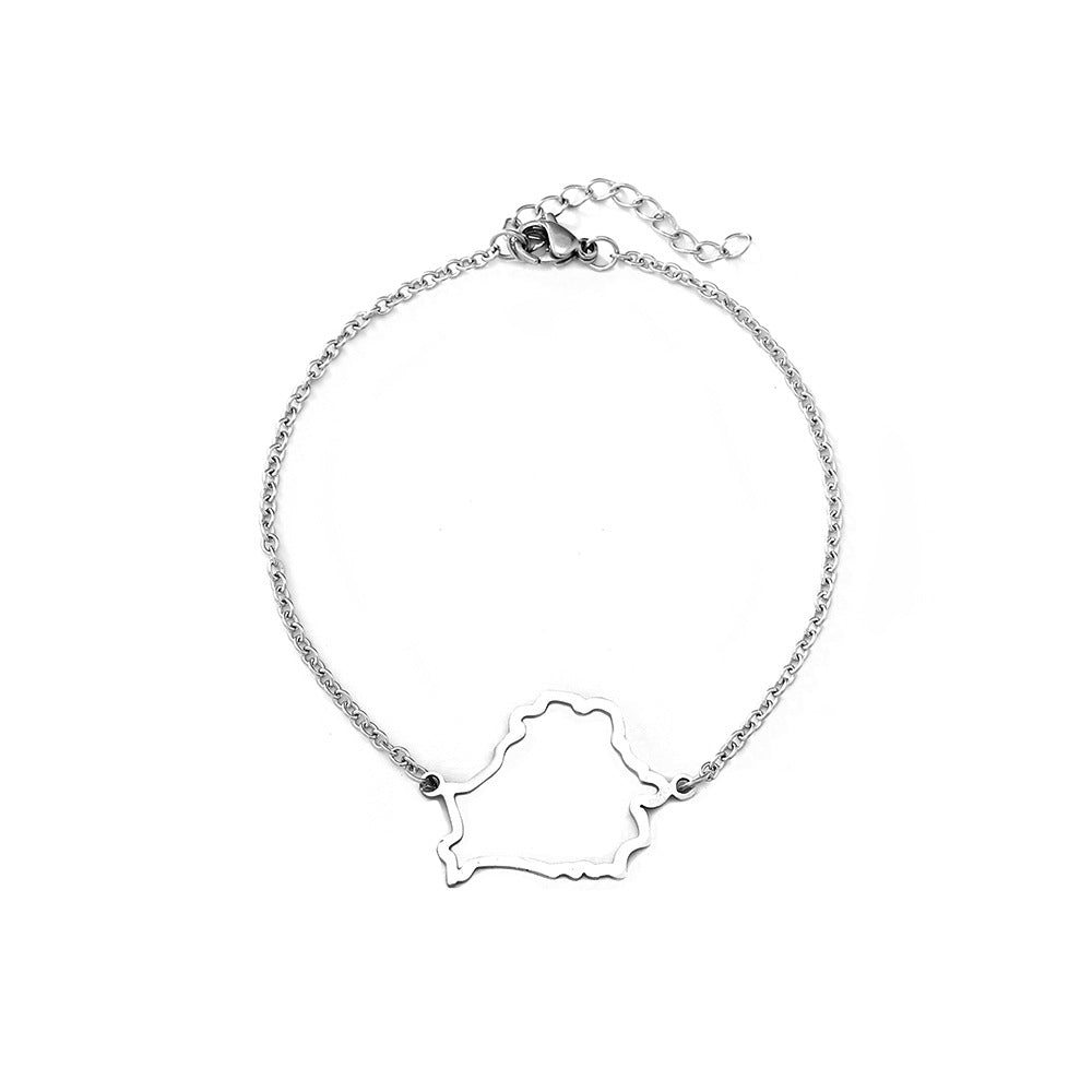 Pulsera geométrica minimalista hueca de acero de titanio para hombres y mujeres con acabado pulido