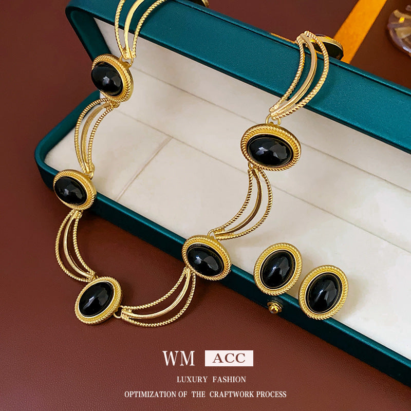 Vintage Oval Geometric Earrings in Alloy with Electroplated Finish for Women