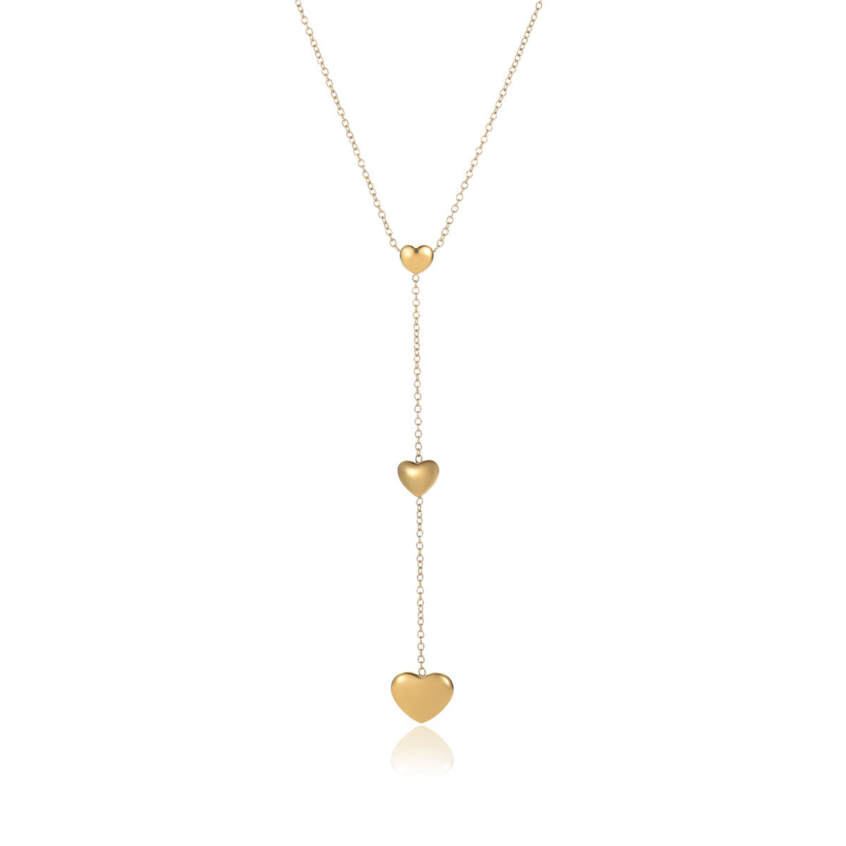 Collar con Colgante de Acero Inoxidable en Forma de Corazón a la Moda con Detalle de Borla, Acabado Bañado en Oro de 18K, para Mujer
