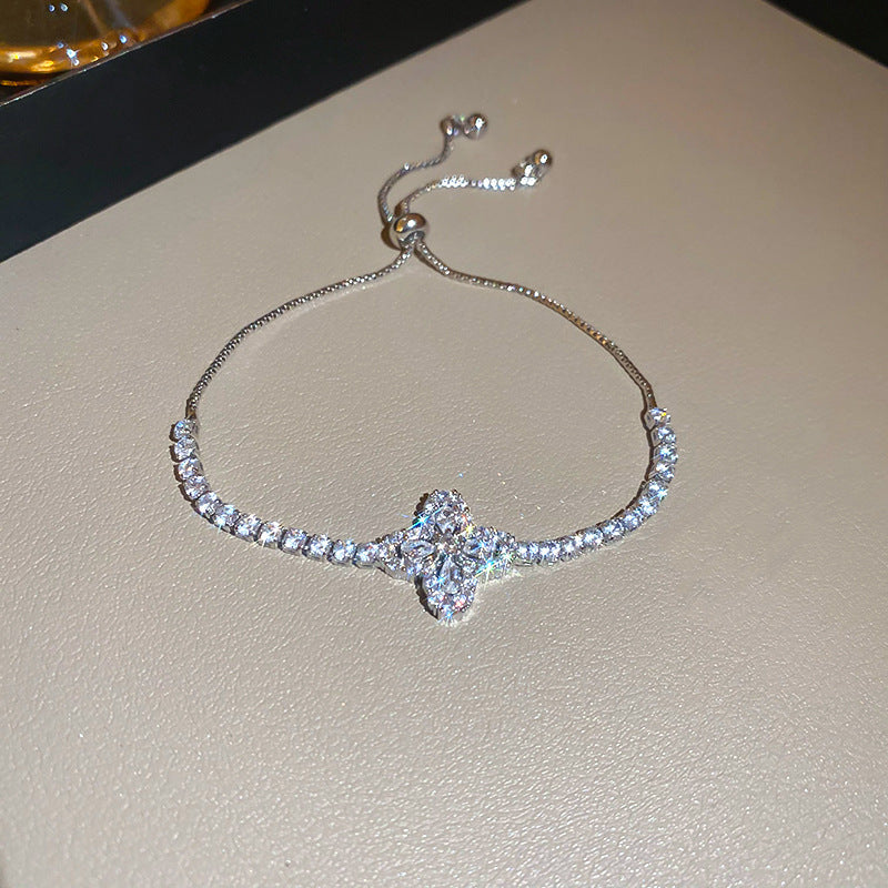 Luxury Elegant Geometric Alloy Plated Bracelet with Cubic Zirconia for Women