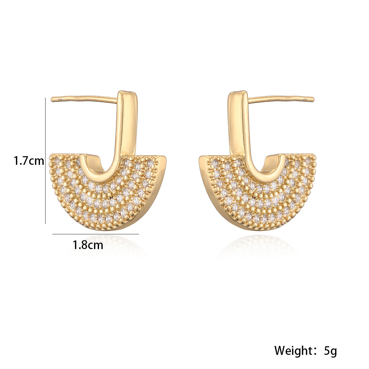Minimalist Elegant Geometric Gold Plated Brass Cubic Zirconia Earrings for Women