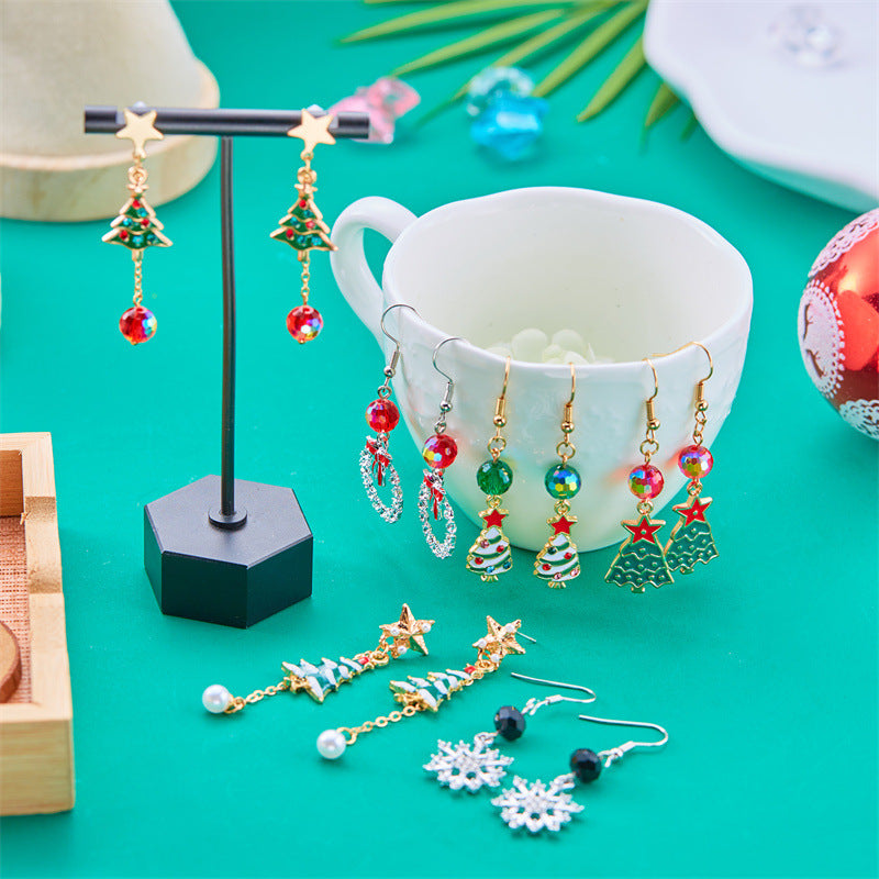 Fashionable Christmas Tree and Snowflake Long Tassel Earrings for Women in Alloy with Plated Finish