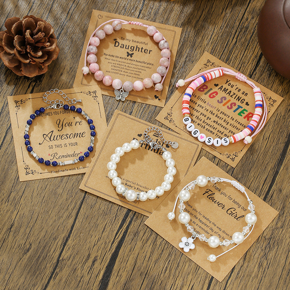Bohemian Handmade Braided Friendship Bracelet with Colorful Letter Beads Heart and Pearl Charms
