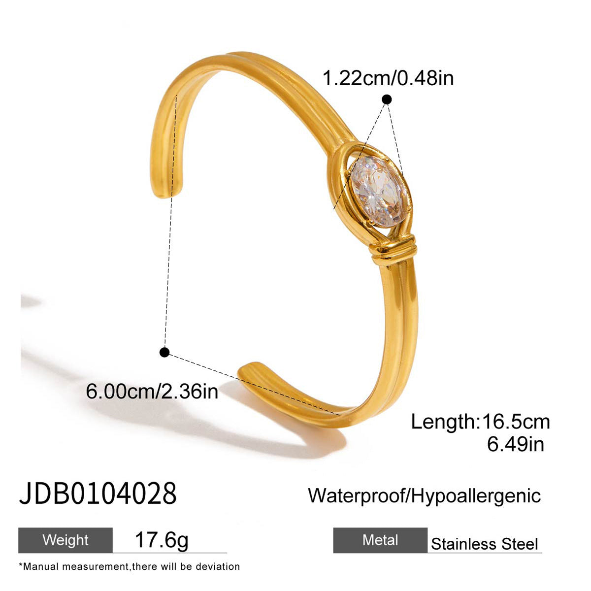 Pulsera Minimalista Geométrica de Acero Inoxidable con Acentos de Pedrería y Baño para Mujer