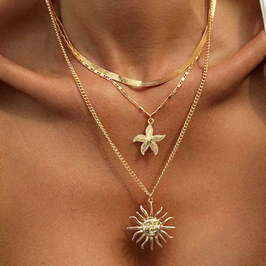 Exaggerated Geometric Moon Star Zinc Alloy Plated Ring Set for Women