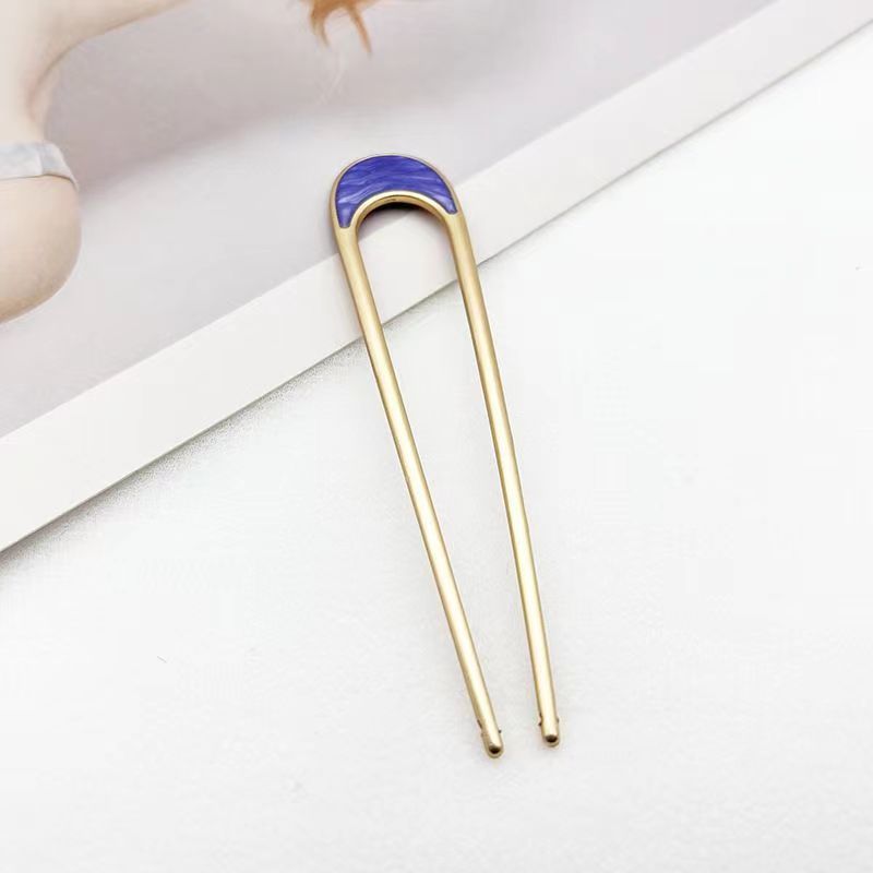 Minimalist Geometric Alloy Plated Hair Fork U-Shaped Hair Pin