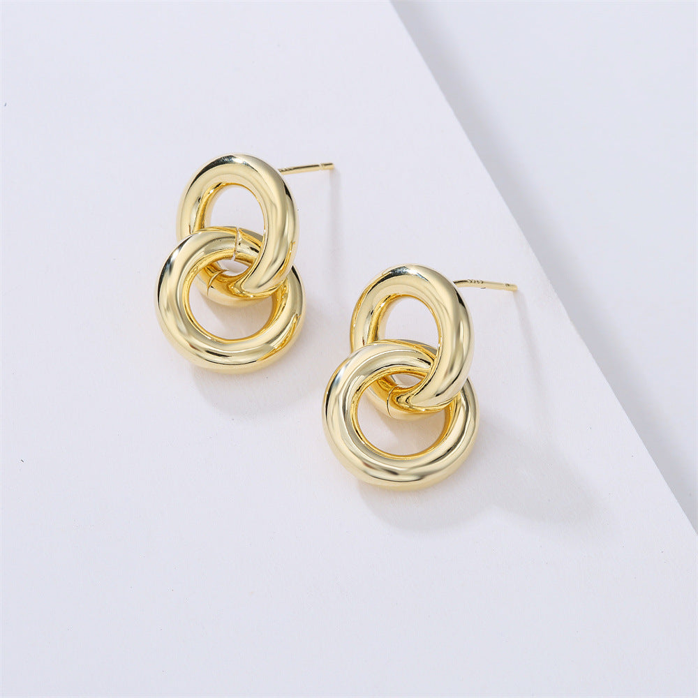 Geometric Minimalist Earrings in Copper with 14K Gold Plating and 925 Sterling Silver Posts