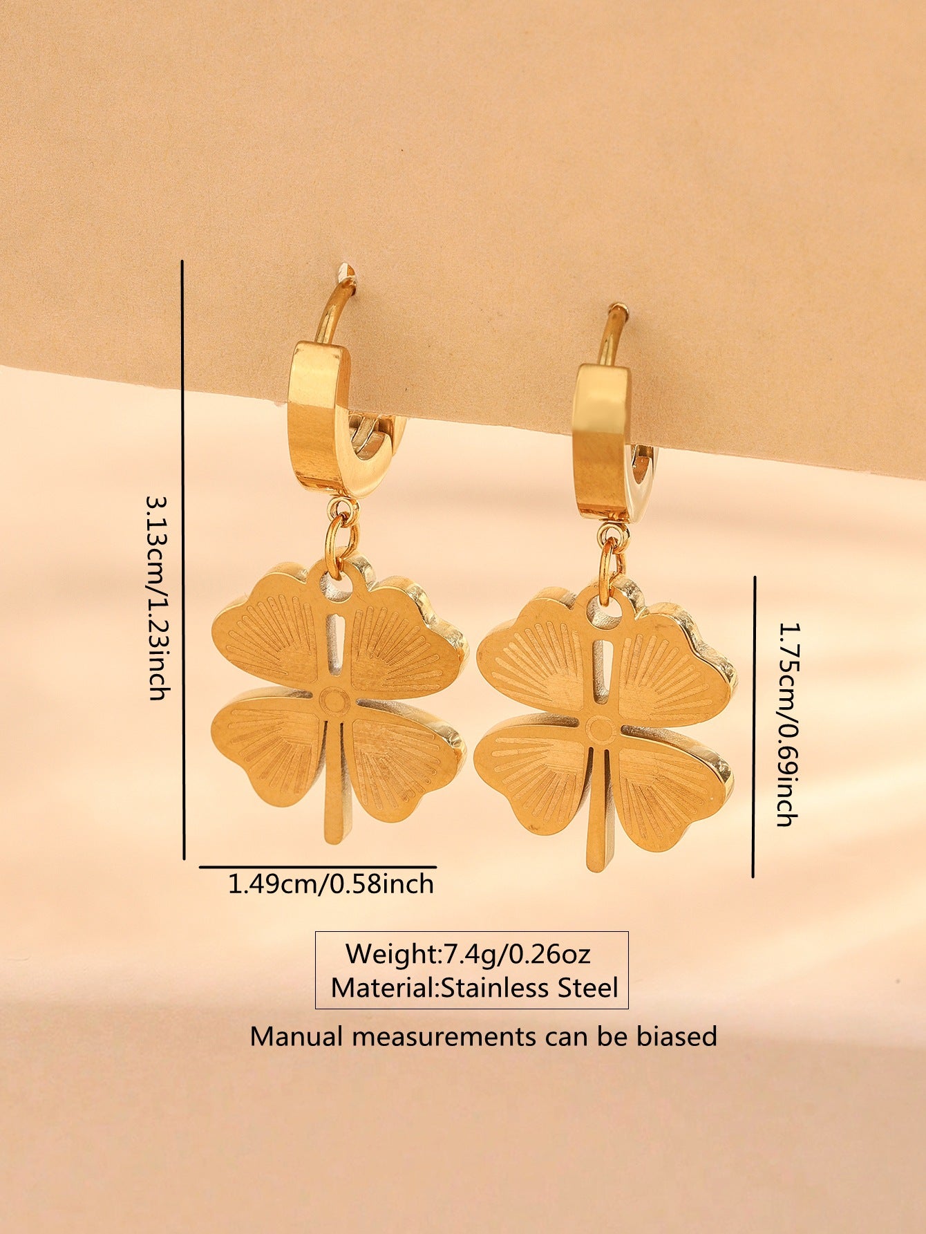 Stainless Steel Plated Four-Leaf Clover Evil Eye Earrings for Women