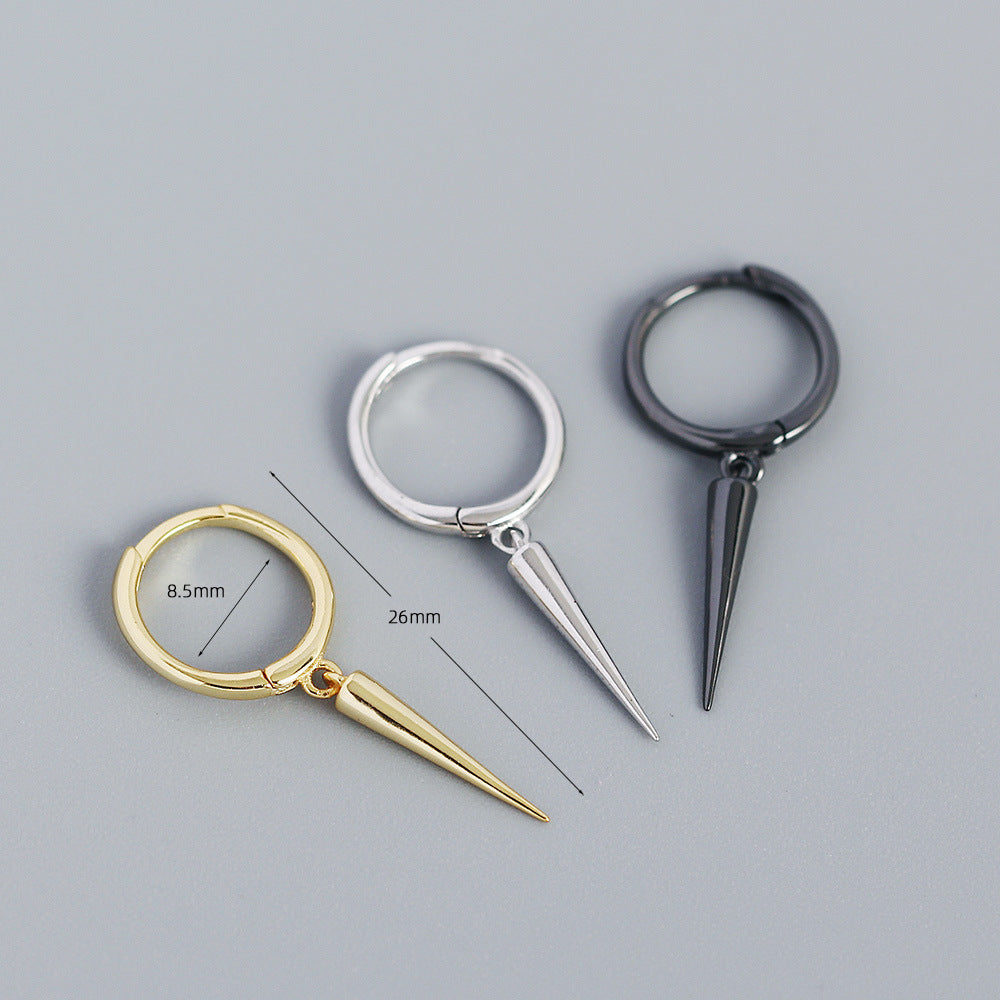 Orecchini a perno cono geometrico in argento sterling S925 con dettagli a rivetto