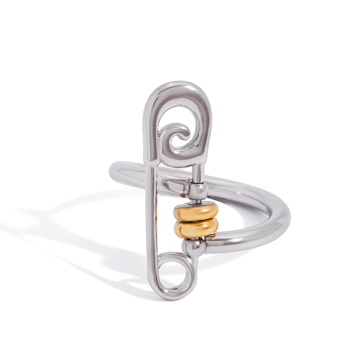 Anillo de acero inoxidable PVD redondo geométrico minimalista para mujer