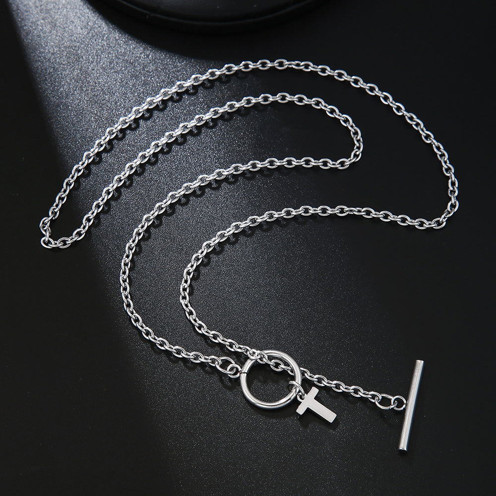 Hip-hop Streetwear Geometric Letter Titanium Steel Pendant Necklace with OT Clasp for Unisex