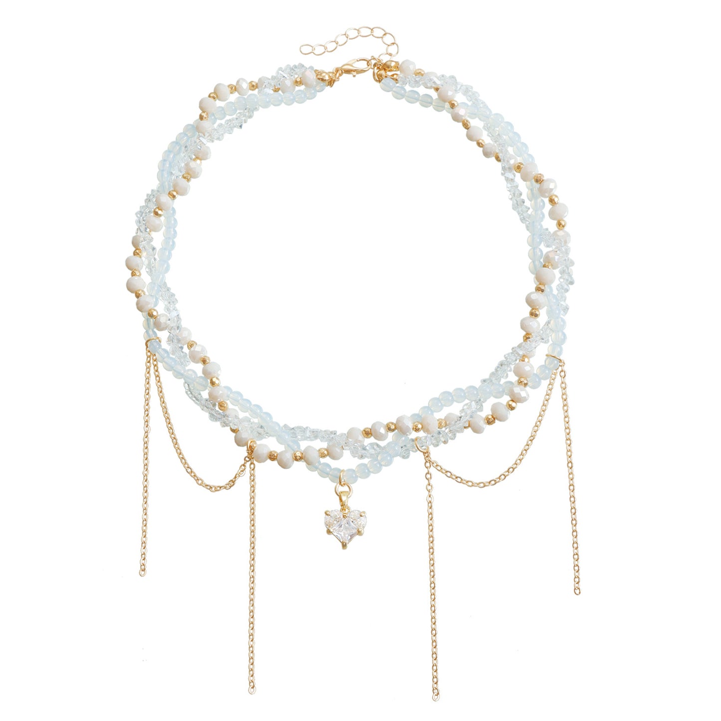 Minimalist Heart-Shaped Alloy Pendant Necklace with Plated Finish for Women, Delicate Clavicle Chain with Layered Design