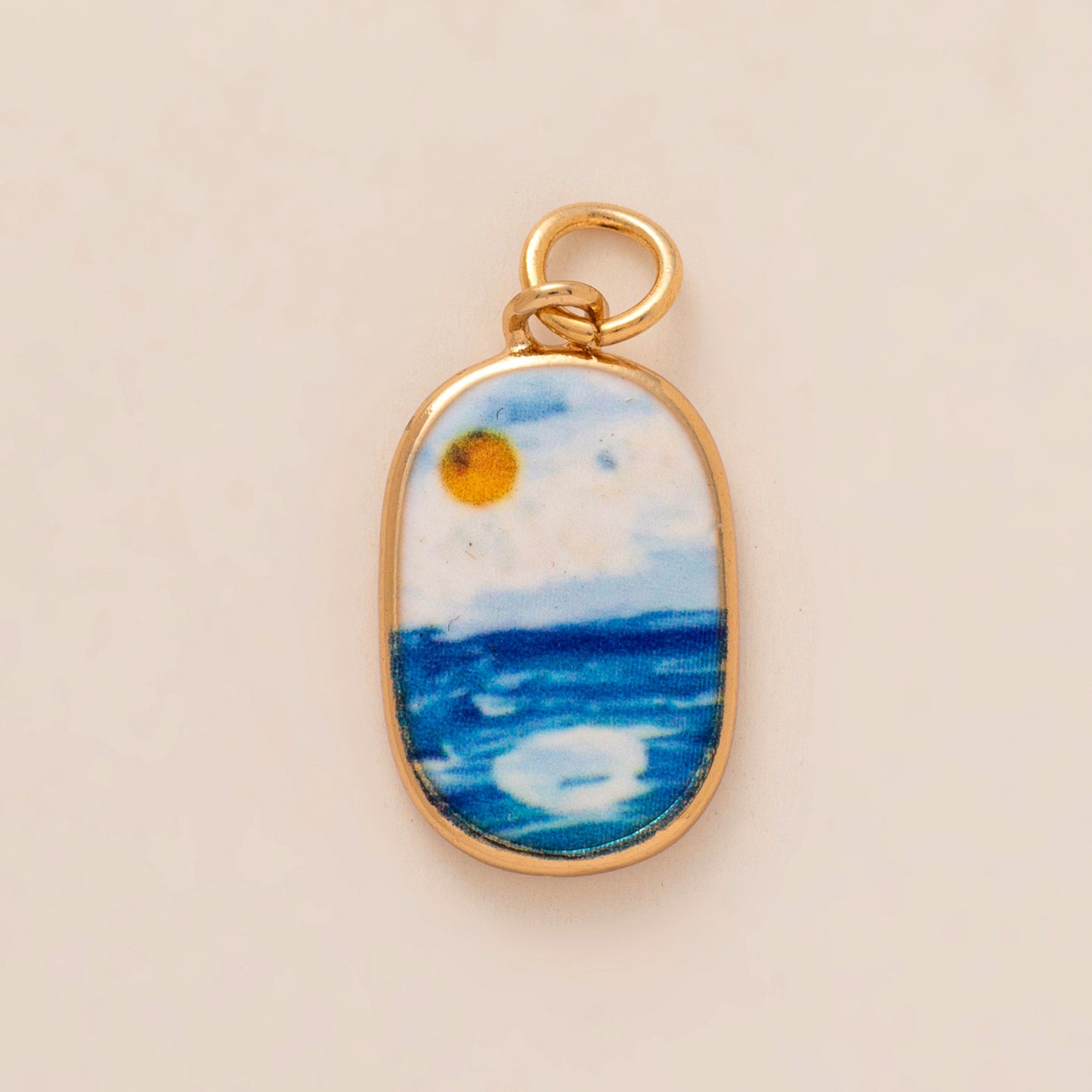 Sweet Floral Heart Geometric Brass Drip Oil Plated Pendant Charm Bar with Ball Chain