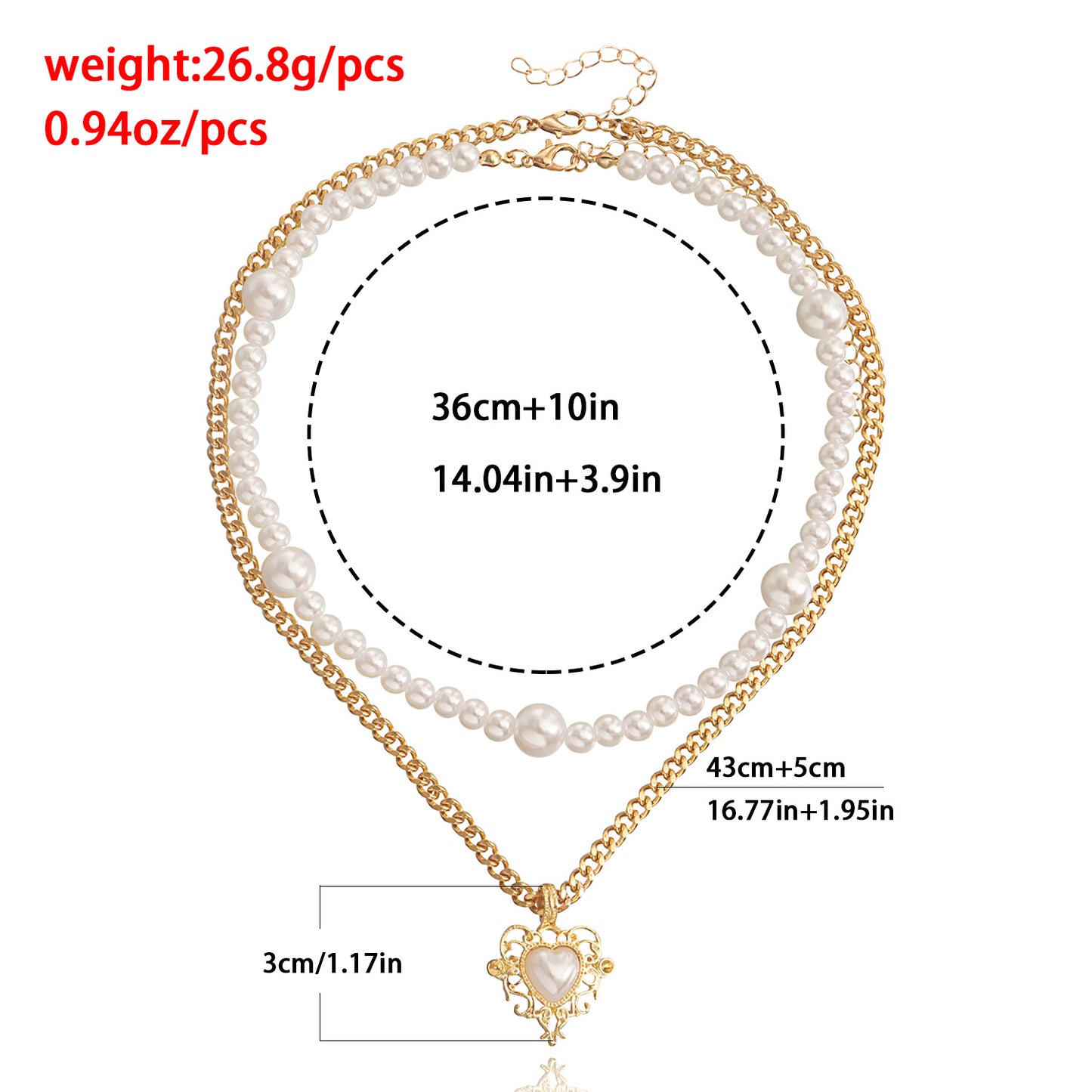 Minimalist Double-Layer Alloy Heart Pendant Necklace for Women with Plated Finish and Adjustable Length
