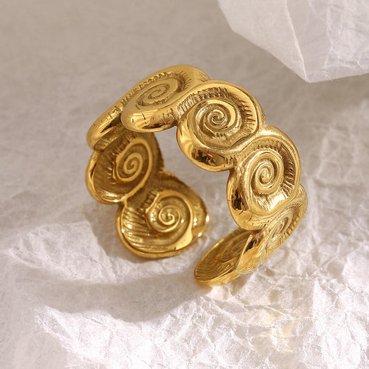 Anillo minimalista geométrico de acero inoxidable con baño de oro de 18 quilates para mujer
