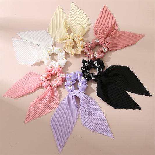 Fermacapelli in tessuto a forma di fiocco, per bambini, con design a margherita arricciata, set di accessori per capelli in stile vintage francese