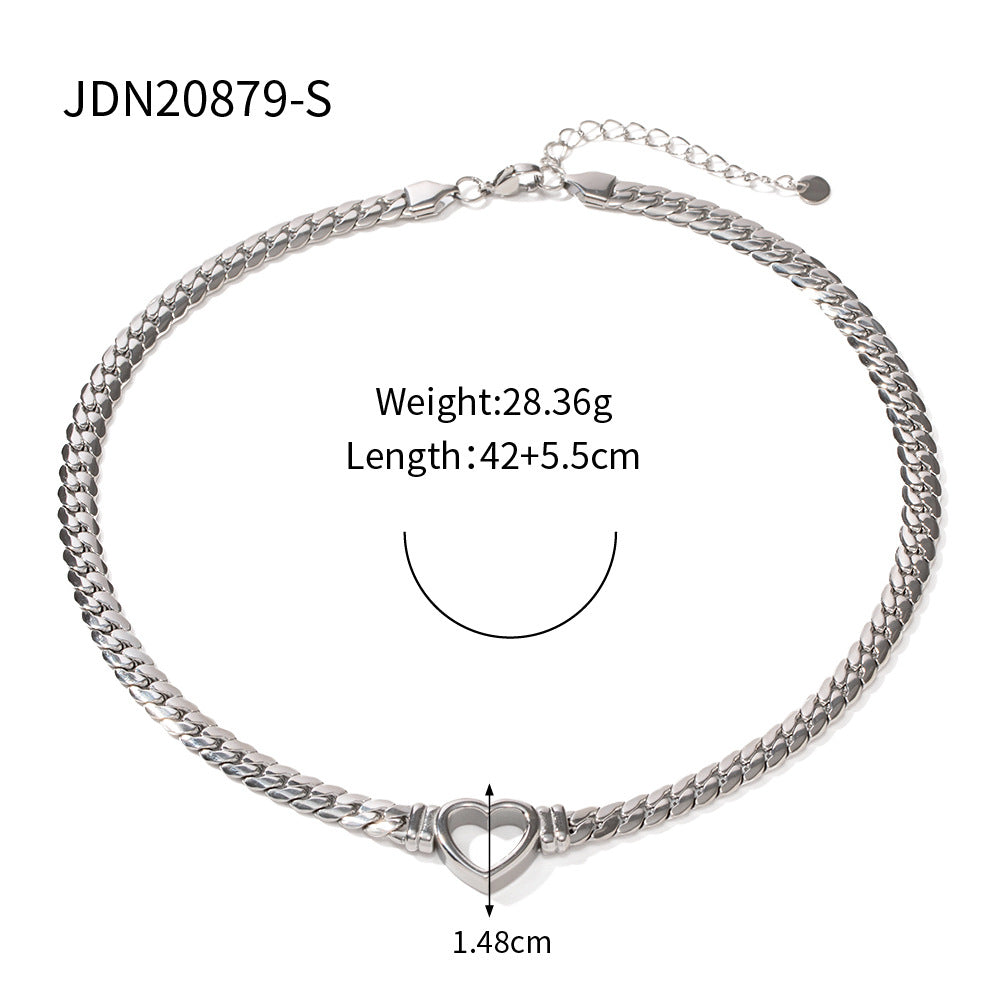 Minimalist Elegant Heart Geometric Titanium Steel Plated Stainless Steel Necklace for Women