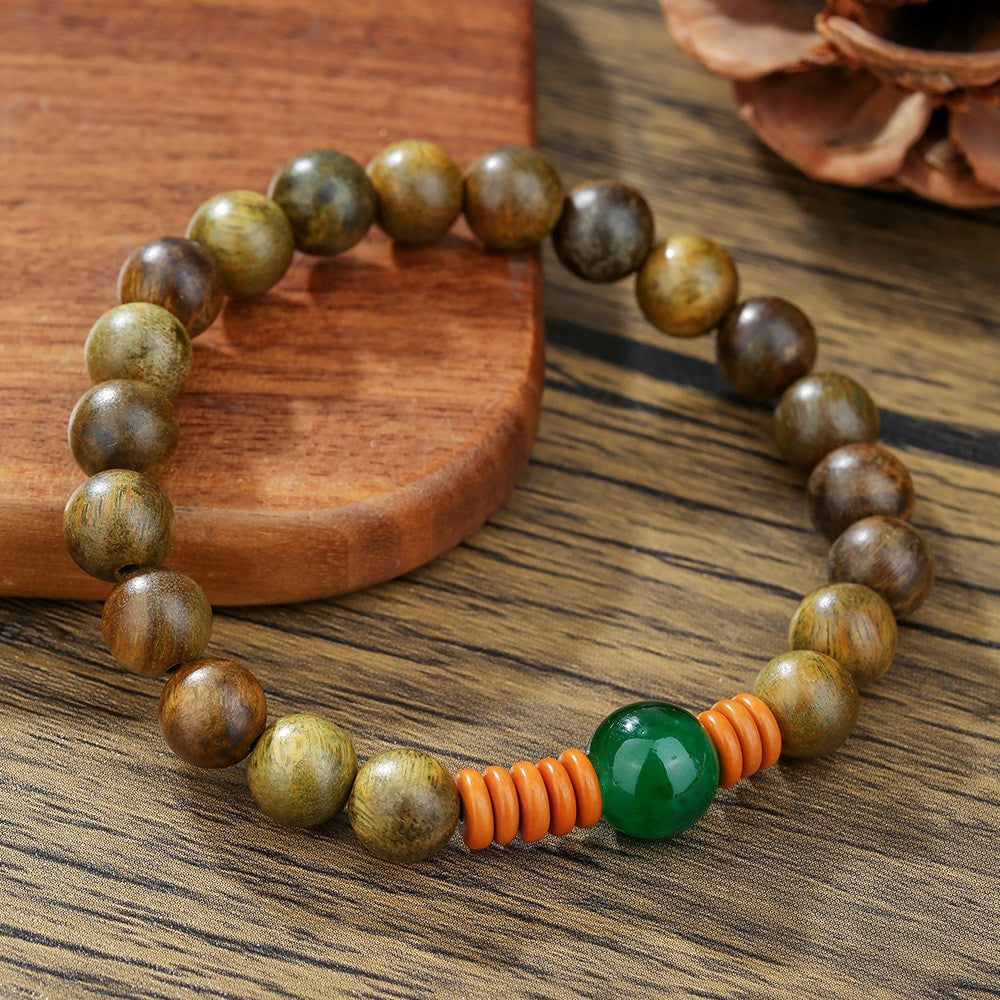 Vintage Handmade Geometric Turquoise and Hematite Beaded Bracelet for Unisex