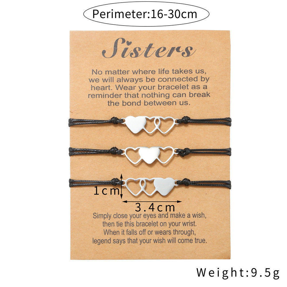 Heart Geometric Titanium Steel Bracelet Set