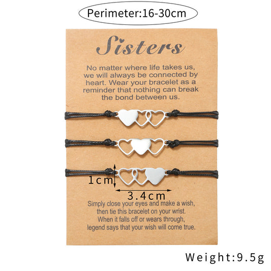 Heart Geometric Titanium Steel Bracelet Set