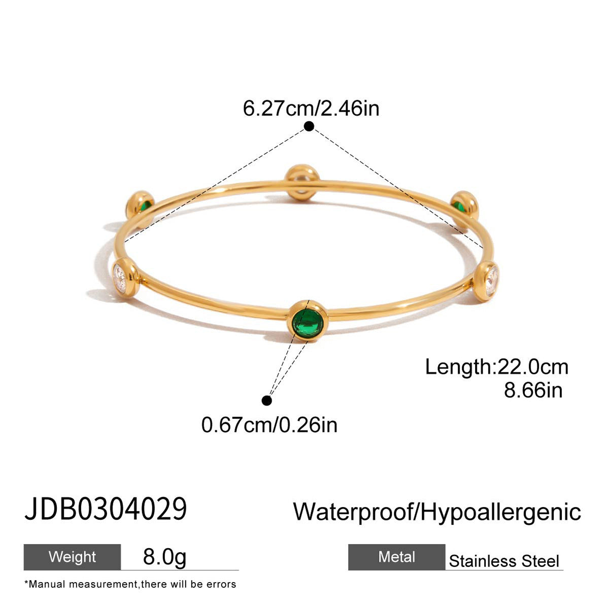 18K Gold Plated Stainless Steel Pearl Bracelet for Women