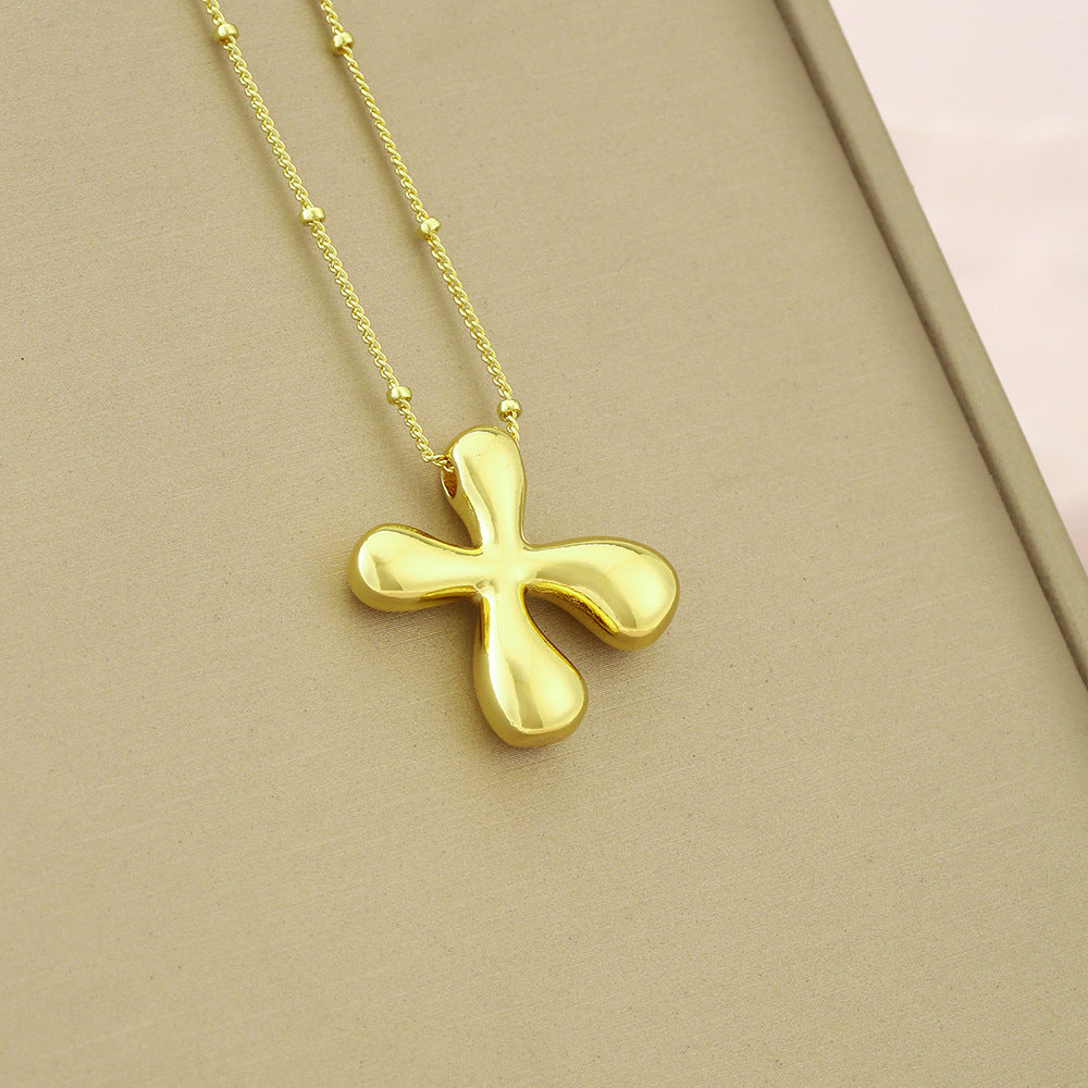 Collana girocollo minimalista da donna con ciondolo a lettera in rame placcato, catenina delicata