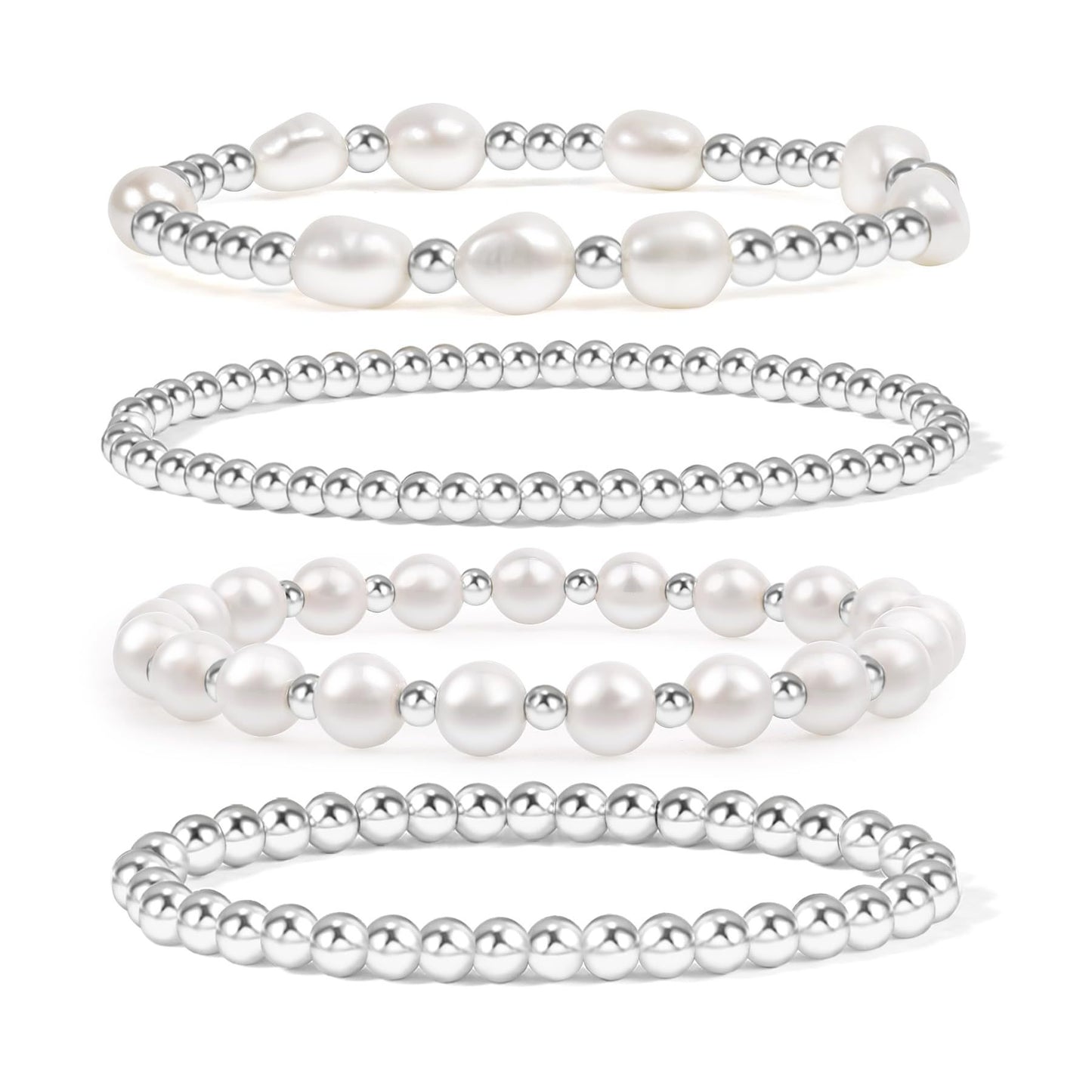 Elegant Gold Plated Hematite Elastic Bracelet with Baroque Imitation Pearls Geometric Multi-Layer Design for Women