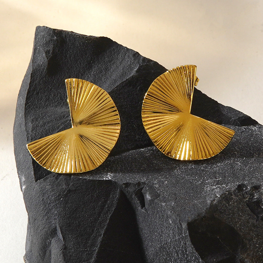 Elegant Geometric Leaf Starfish Square Plated Stainless Steel Earrings for Women