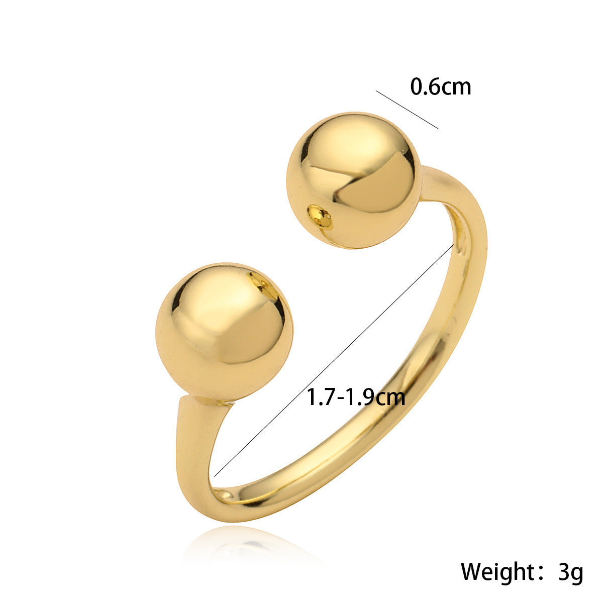 Minimalist Geometric Open-Fit Copper Ring with Gold Plating for Women