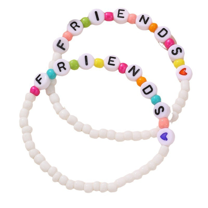 Braccialetto Minimalista Cuore Stella Fiore con Perline in Vetro dai Colori Chiari per Bambini