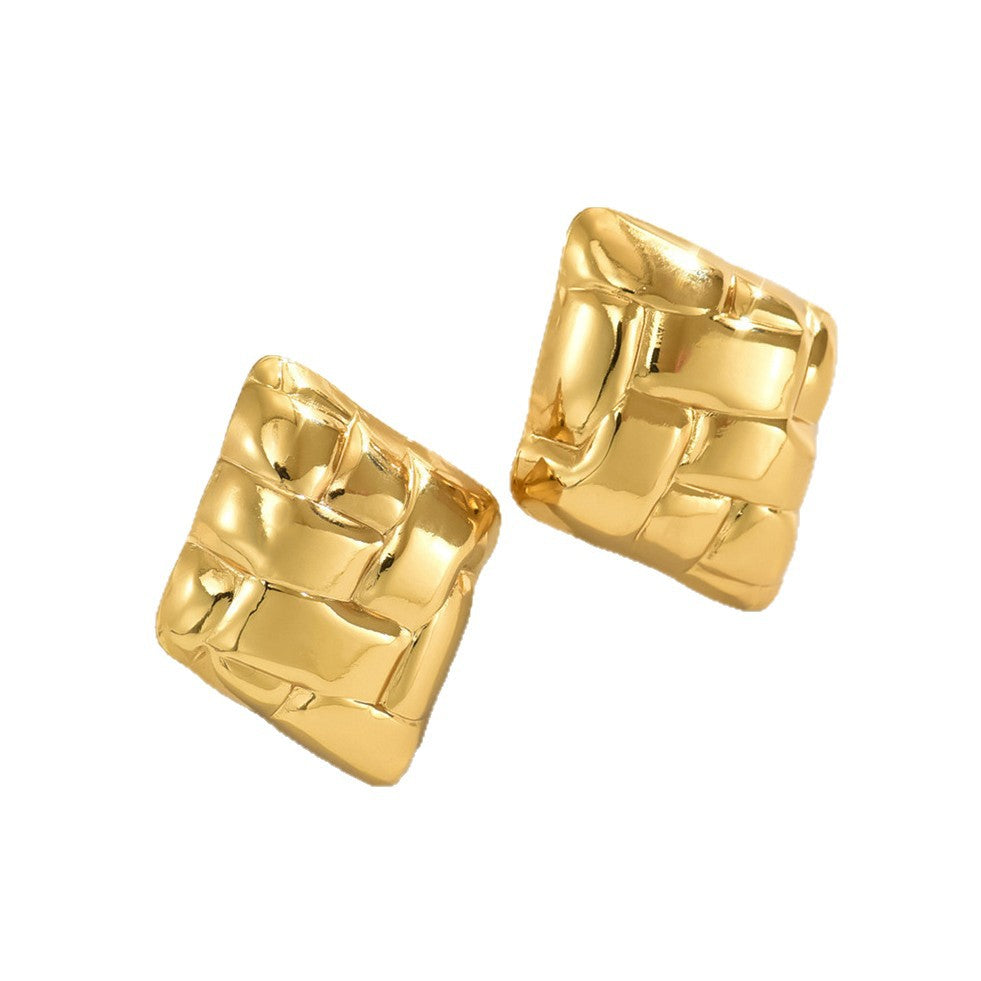 Elegant Luxury Square Geometric Stamped Stainless Steel Earrings for Women